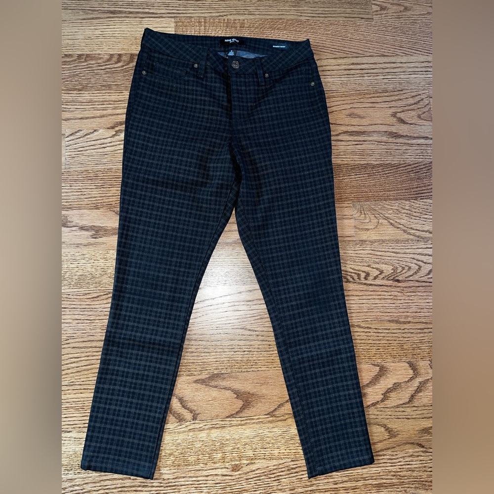 Nine West Dark Plaid Stretch Jeans Pants Size 2